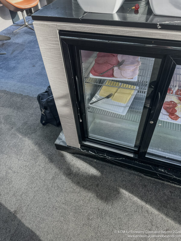 a display case with food on it