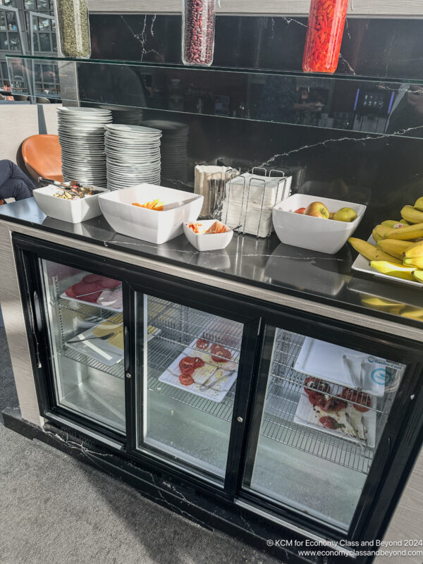 a display case with food on it