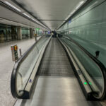 a moving escalator in a airport