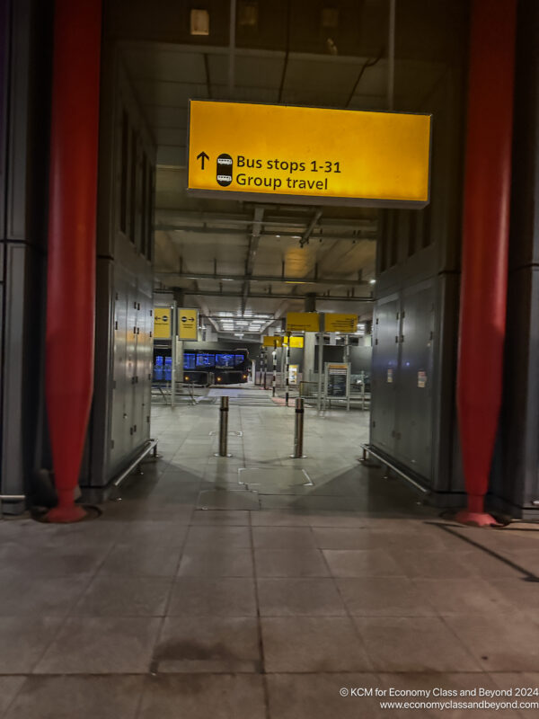 a yellow sign in a building