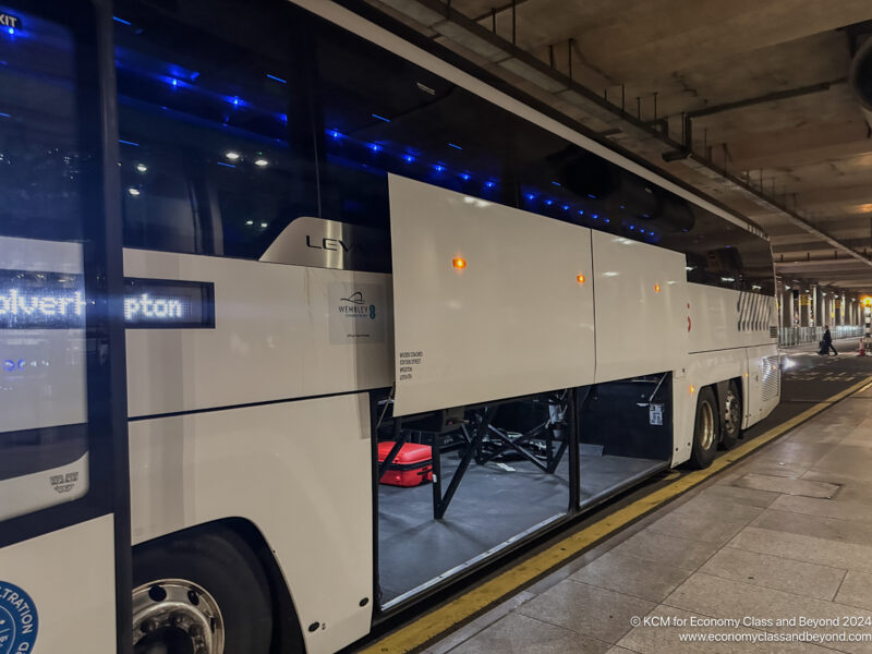 a bus parked at a station