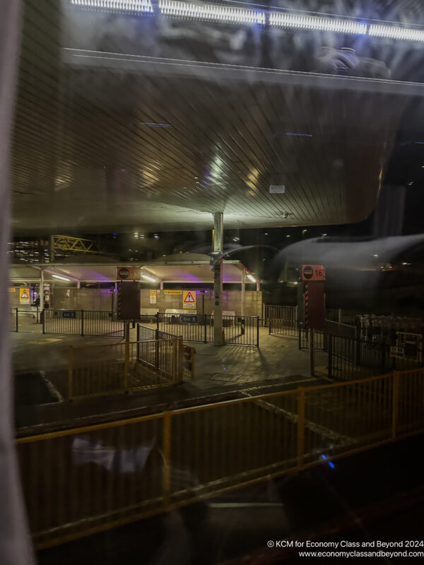 a train station at night