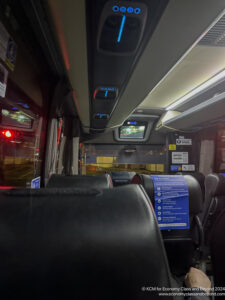 the inside of a bus