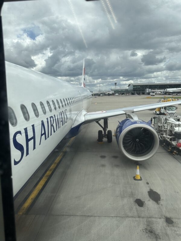 a plane parked at an airport