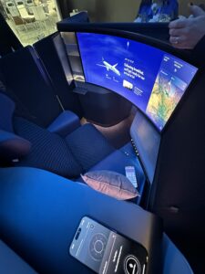 a large screen in a vehicle
