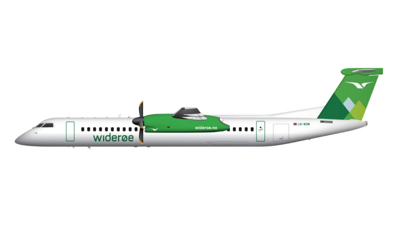 a white and green airplane