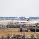 Lufthansa Boeing 747-8 arriving at Chicago O'Hare International