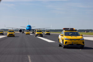 a plane on a runway