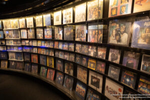a display of music covers