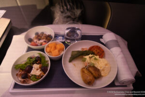 a tray with food on it