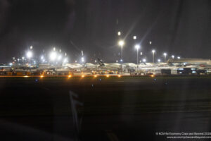 an airport at night