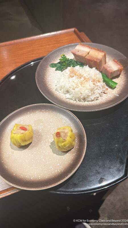 plates of food on a tray