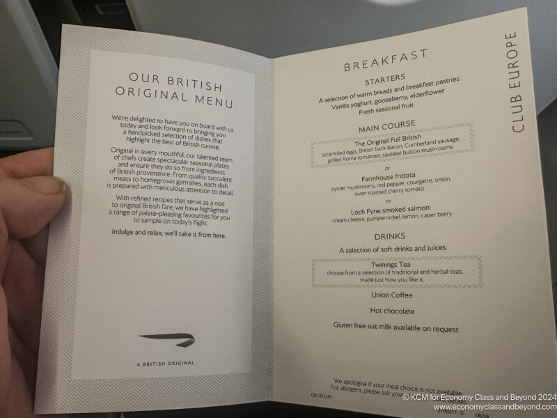 a menu with text on it