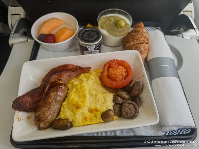 a plate of food on a tray