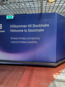 a large blue sign with white text