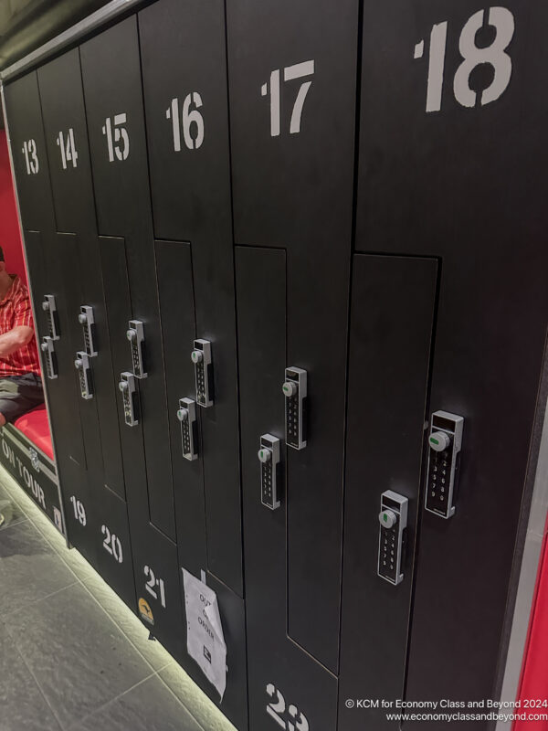 a row of lockers with numbers