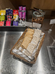 a basket of crackers on a counter