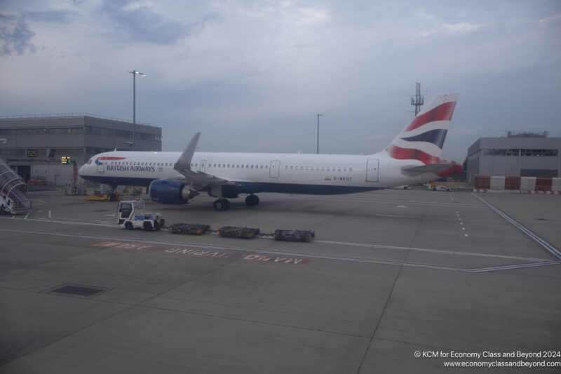 a plane on the runway