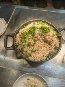 a pan of rice and parsley