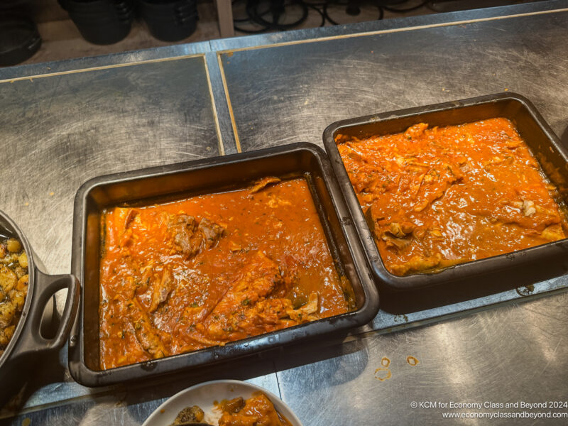 a trays of food on a table