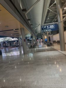 a large airport terminal with luggage carts
