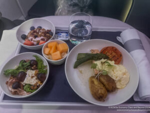 a tray with food on it