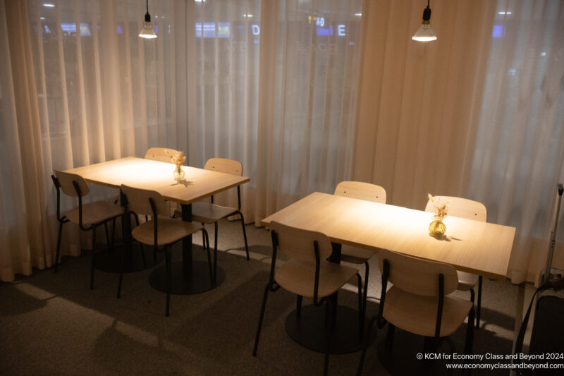 a table and chairs in a room