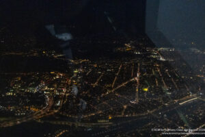 a city at night from above