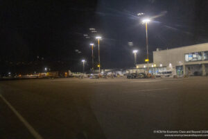 an airport at night