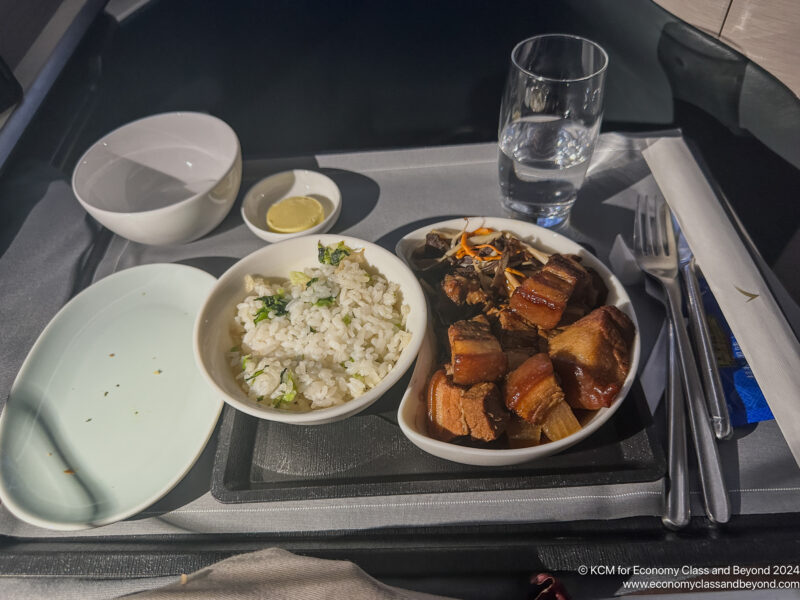 a tray with food on it