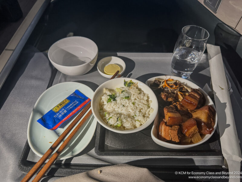 a tray with food on it