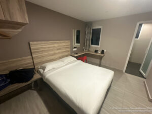 a bed in a room