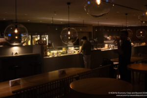 a man standing in a restaurant