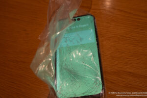 a cell phone in a plastic bag