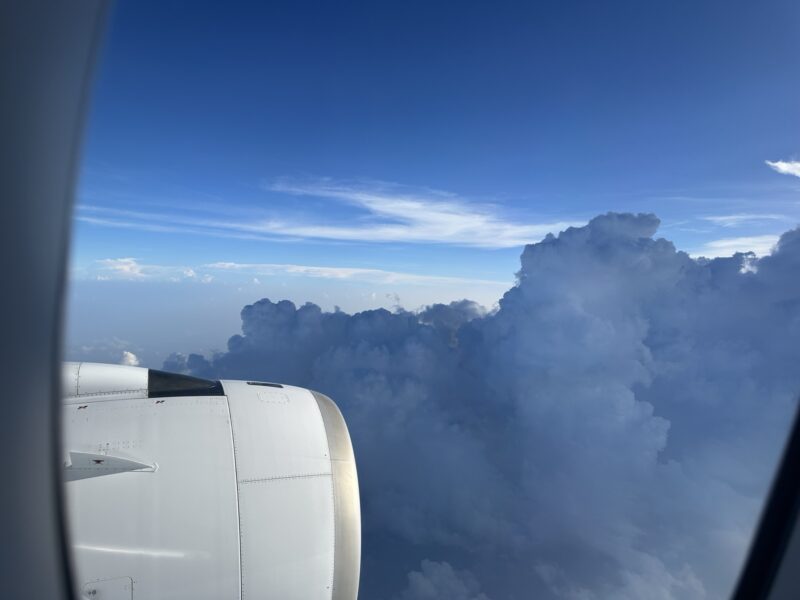 a view of clouds from an airplane window