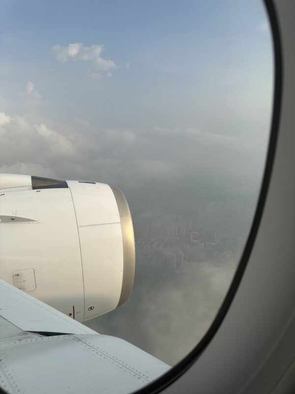 a view of the wing of an airplane from the window of an airplane