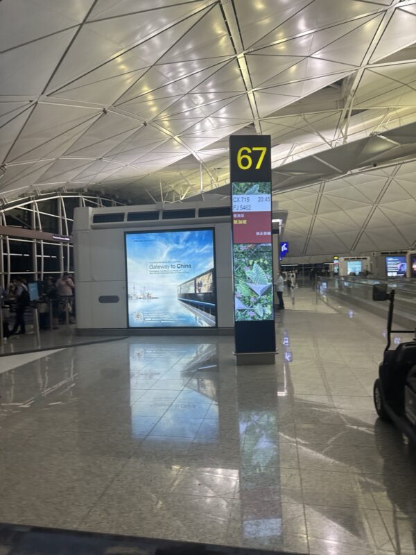 a large sign in a airport