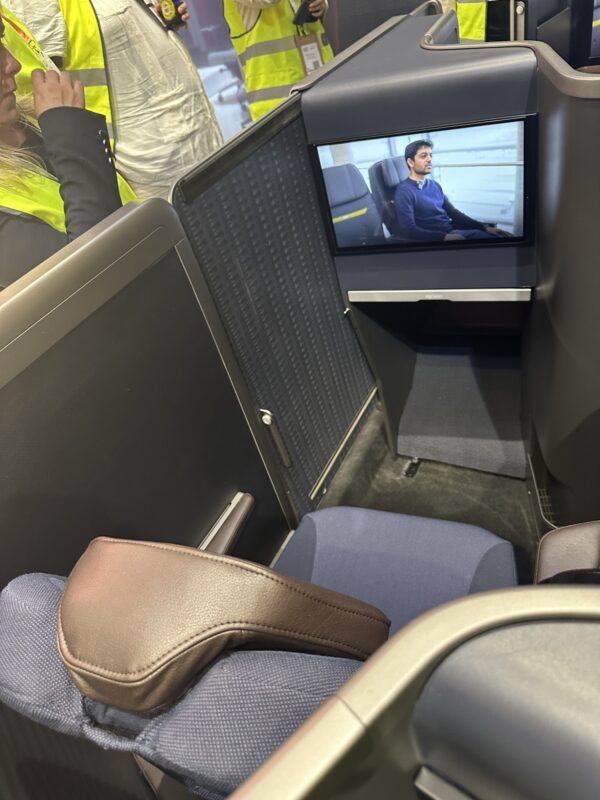 a tv on a seat