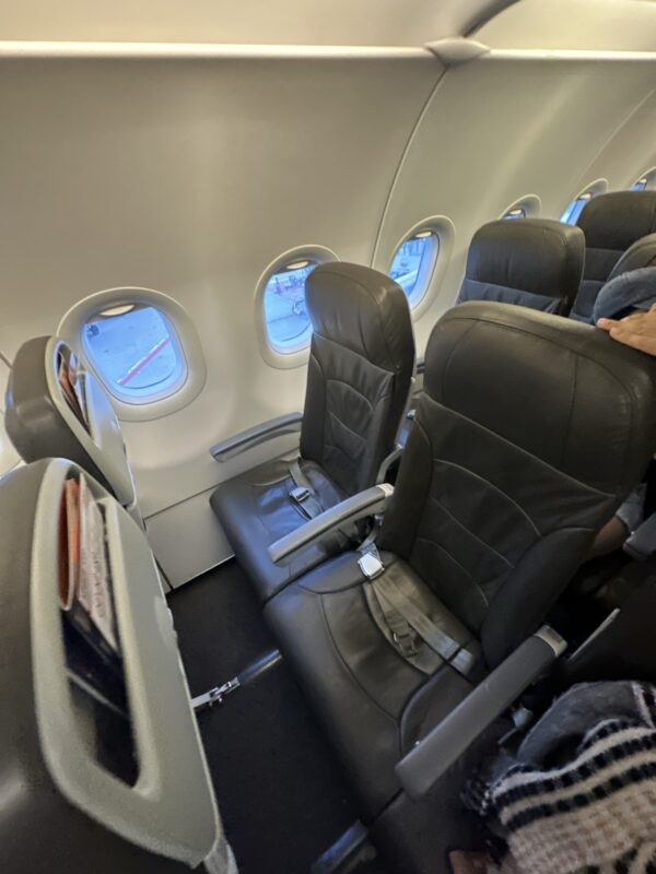 a plane with seats and windows