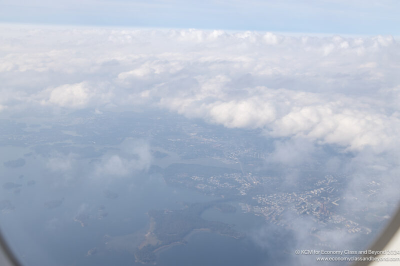 aerial view of clouds and land