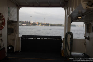 a view of a city from a ferry