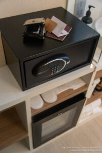 a black safe with a combination lock and a keypad on top