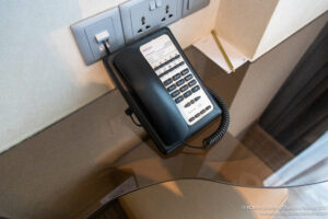 a telephone on a table