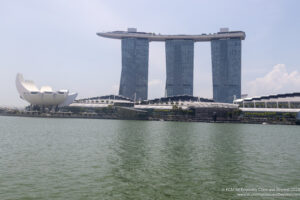 a water next to Marina Bay Sands