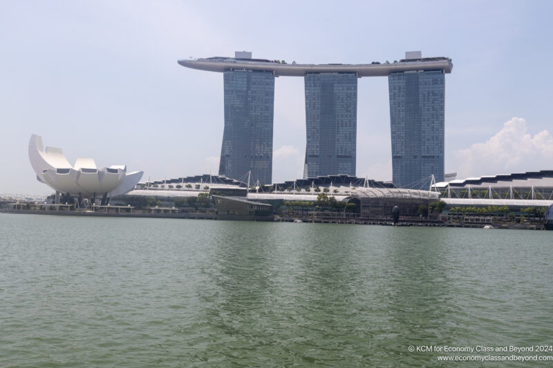 a water next to Marina Bay Sands