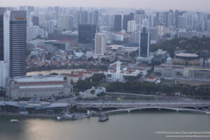a city with a bridge and a body of water