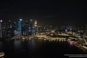 a city skyline at night