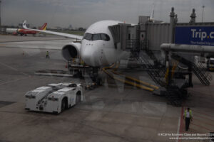 a plane on the runway