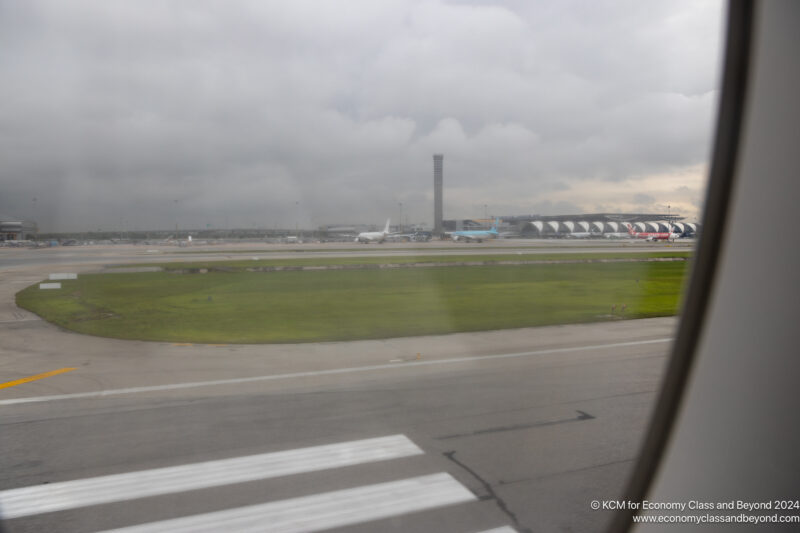 a view of an airport from a window