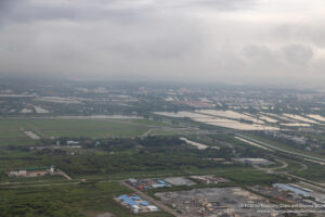 a aerial view of a city